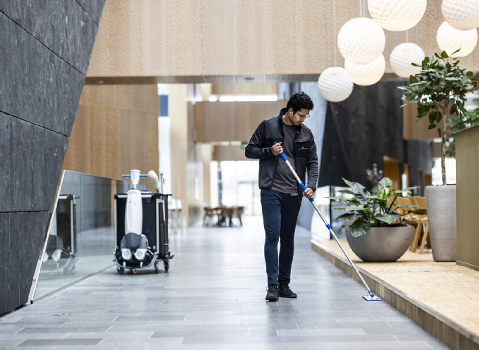 Person cleaning floor